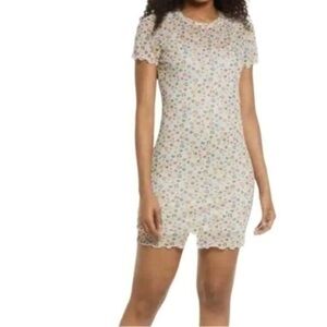 Nordstrom Bp Ditsy Print Mesh Overlay Dress Ivory Glass Ditsy 2X NWT